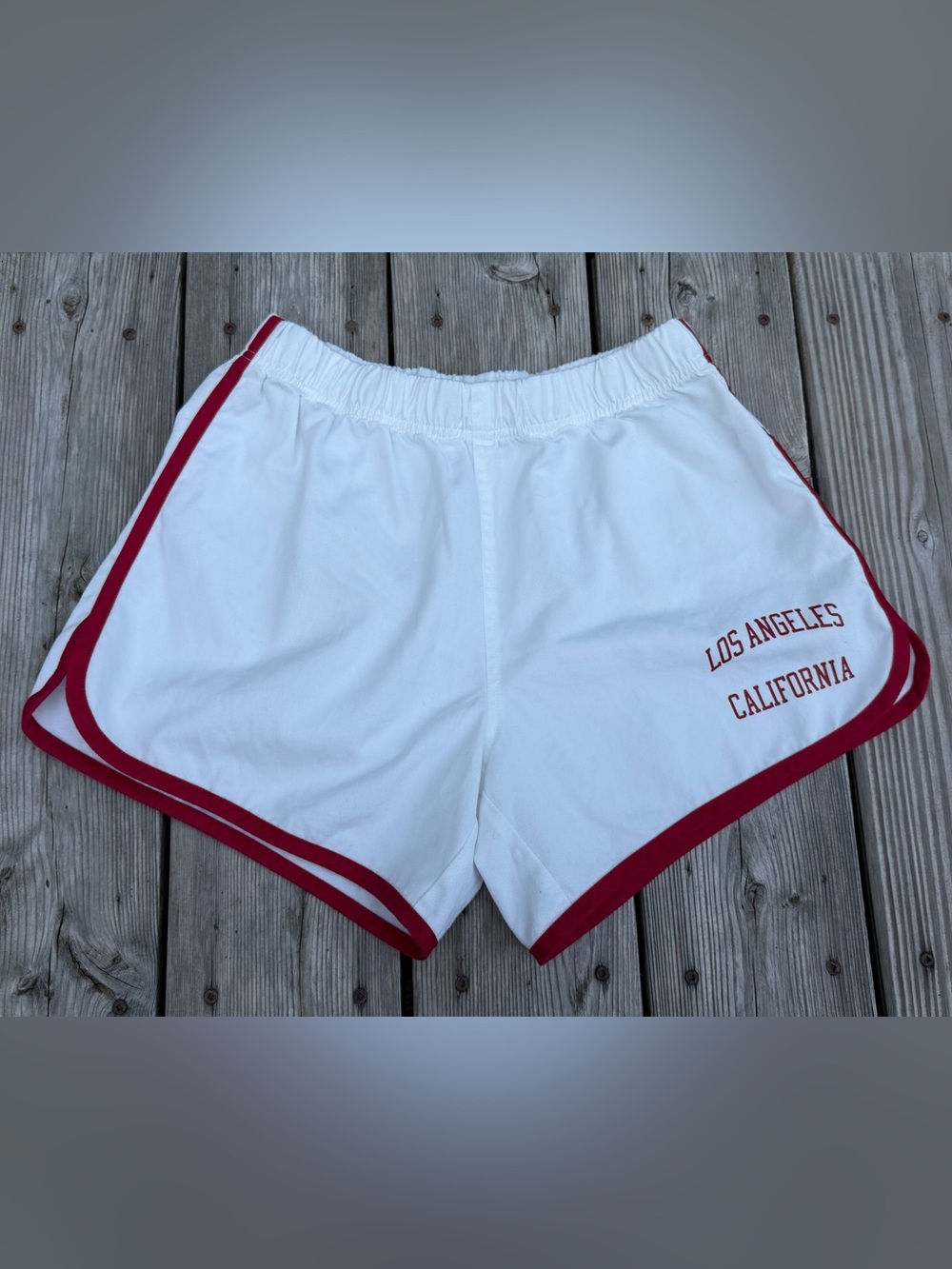 Brandy Melville White Athletic Shorts with Red Trim